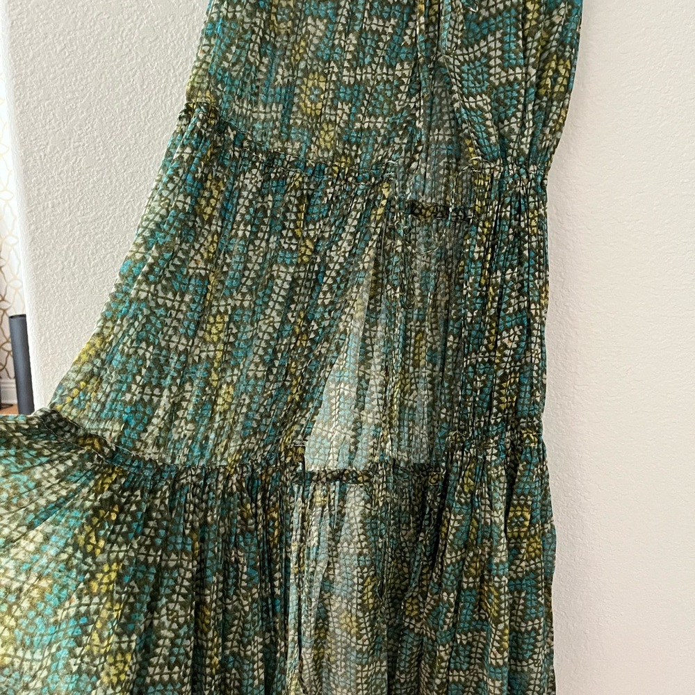 FREE PEOPLE MOST WANTED MAXI SUPERHIGH  SLIT MAXI TRIBAL SKIRT